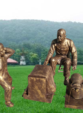 定制玻璃钢仿铜人物爆米花雕塑像