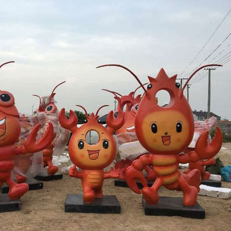 定制石膏卡通虾兵蟹将雕塑定做抽象切面螃蟹雕像海鲜招财迎宾摆件