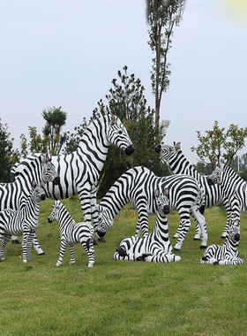 定制小斑马雕塑玻璃钢树脂彩绘像