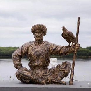 定制土族雕塑玻璃钢达斡尔族人物仫佬族雕像羌族布朗族摆件撒拉族