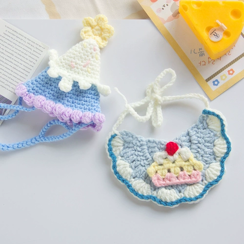 Милая шапка, атмосферный плетеный нагрудник, кукла, украшение для ногтей, домашний питомец, кот