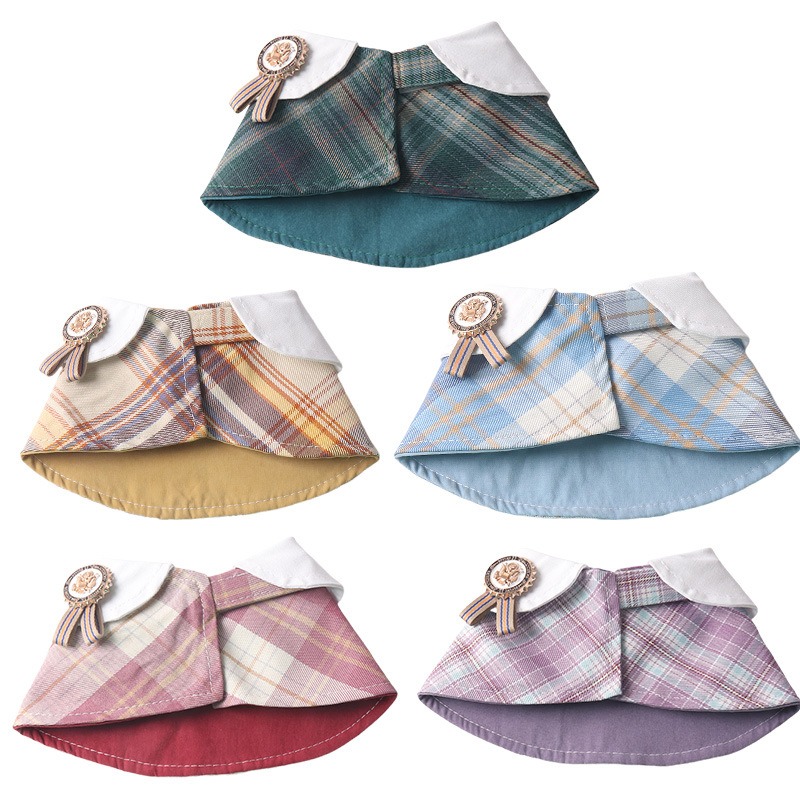 寵物口水巾項圈jK魔術貼英倫格子