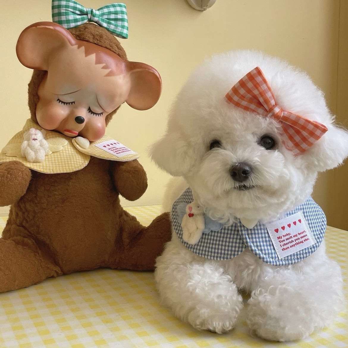 寵物可愛口水巾韓國ins格紋斗篷