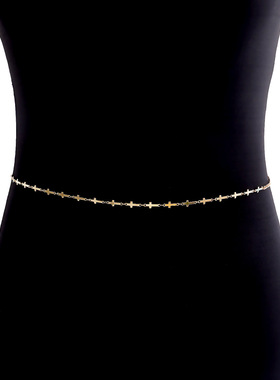 欧美跨境饰品 时尚迷你十字架腰链腰带小香风装饰简约金属腰链女