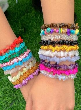 欧美田园复古串珠碎石弹力手链