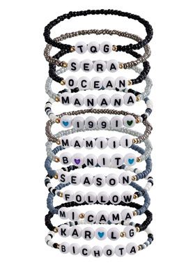 欧美饰品配饰女时尚个性英文字母粉丝手链手串复古串珠创意套装