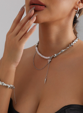 欧美跨境饰品爱心锥形流苏不规则