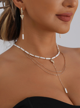 欧美跨境饰品几何圆柱串珠U型爱