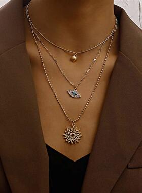 欧美跨境饰品复古简约多层圆珠