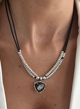 欧美跨境创意几何宝石吊坠项链通