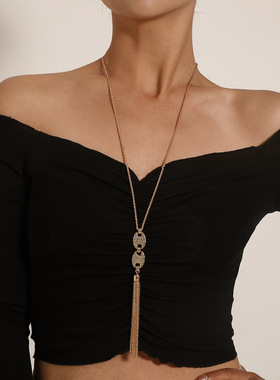 欧美跨境饰品猪鼻孔长款流苏吊坠