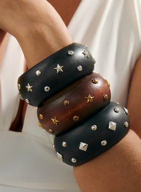 欧美跨境ins冷淡夸张国风木质宽