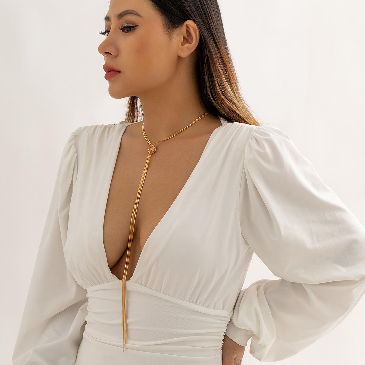 欧美饰品 美拉高级感长链子项链 个性小众流苏链条锁骨链