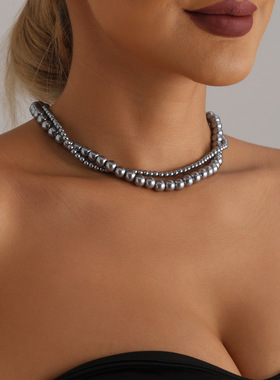 欧美跨境饰品ins风喷漆玻璃珍珠