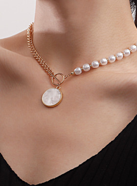 欧美小众设计高级感拼接链仿贝母