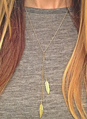 欧美项链速卖通饰品简约金树叶