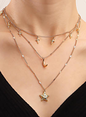 欧美饰品复古时尚多层五角星吊坠