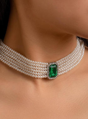 欧美跨境饰品复古法式多层珍珠