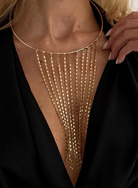 欧美跨境创意满天星链流苏项饰品