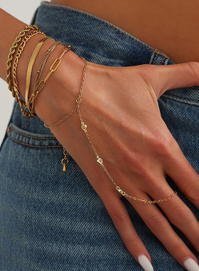 欧美跨境ins蛇骨细链叠戴手饰品