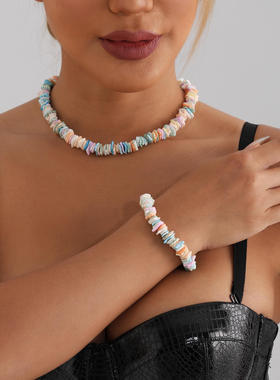 欧美跨境饰品 时尚天然碎贝壳项链个性手工穿不规则贝壳锁骨链ins