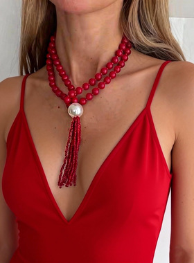 欧美跨境ins亚克力串珠米珠项链