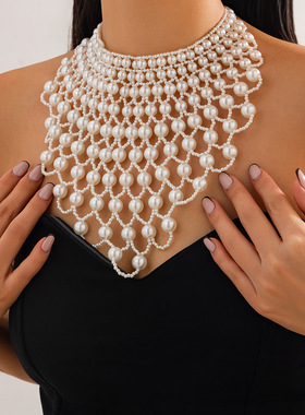 欧美跨境饰品气质优雅仿珍珠颈链