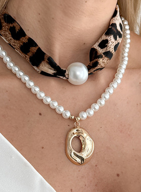 欧美跨境创意美拉德叠戴仿珍珠项