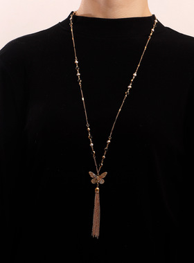 欧美流行饰品冷淡风蝴蝶长款流苏