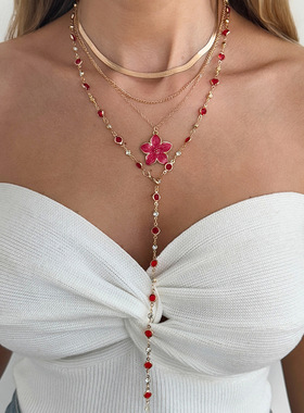 欧美ins轻奢滴油花朵锁骨跨境项