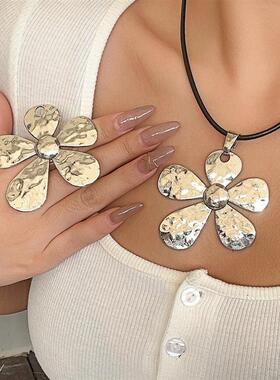 欧美跨境小众液态花朵项链配饰