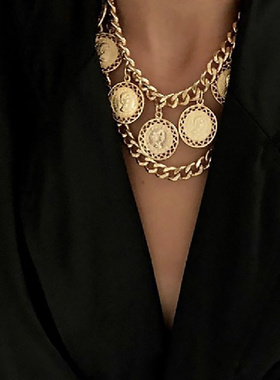 欧美跨境饰品几何U形复古浮雕项