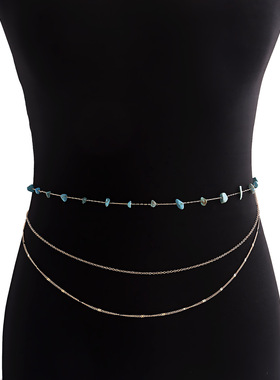 欧美跨境饰品 波西米亚天然彩色绿松石腰链身体配饰女waist chain
