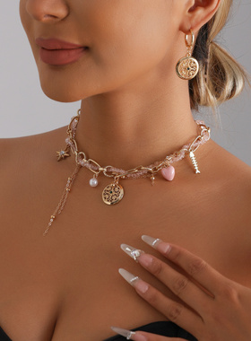 欧美跨境饰品爱心鱼骨元素镂空花