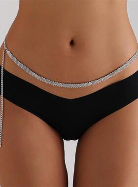 欧美单圈金属身体链 新款甜酷辣妹风烧焊白色水晶爪钻休闲腰链女