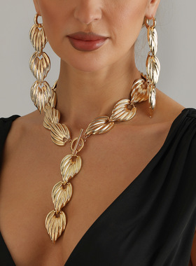 欧美跨境饰品复古麦穗纹金属项链