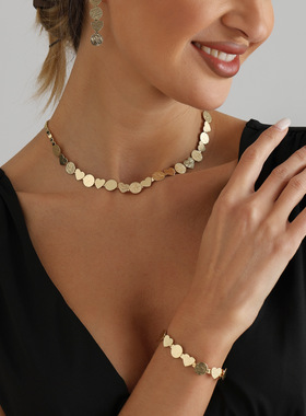 欧美跨境饰品几何爱心圆形金属片