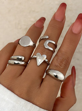 欧美跨境抱抱ins爱心形素圈关节