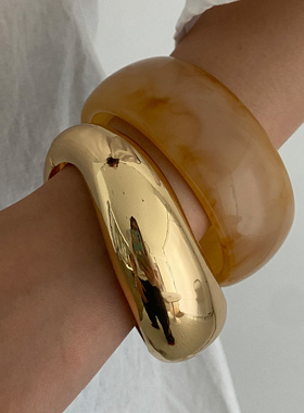 欧美跨境夸张ins金属风叠搭宽手