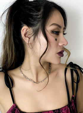 欧美跨境饰品 百搭时尚几何金属项饰 简约个性十字单层链条项链女