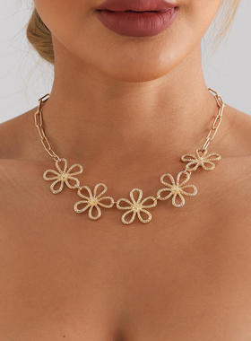 欧美跨境饰品复古镂空花朵链条