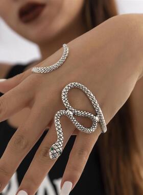欧美冷淡风开口蛇形合金手镯女