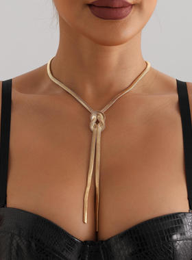 欧美跨境饰品金属风质感打结蛇骨