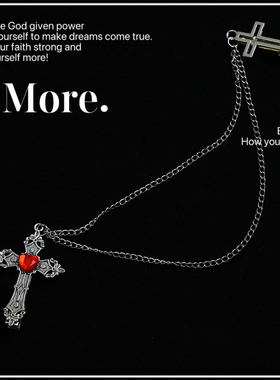 暗黑系cos黑色镂空十字架链条发夹修女发饰哥特风拍照道具y2k发饰