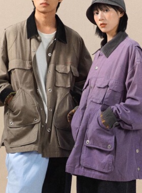 DAIKON Lab.25aw复古多口袋男女防风水洗做旧渐变色猎装夹克外套