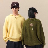 DAIKON Lab.25aw复古简约纯色羊毛卷宽松廓形软糯针织衫 翻领毛衣