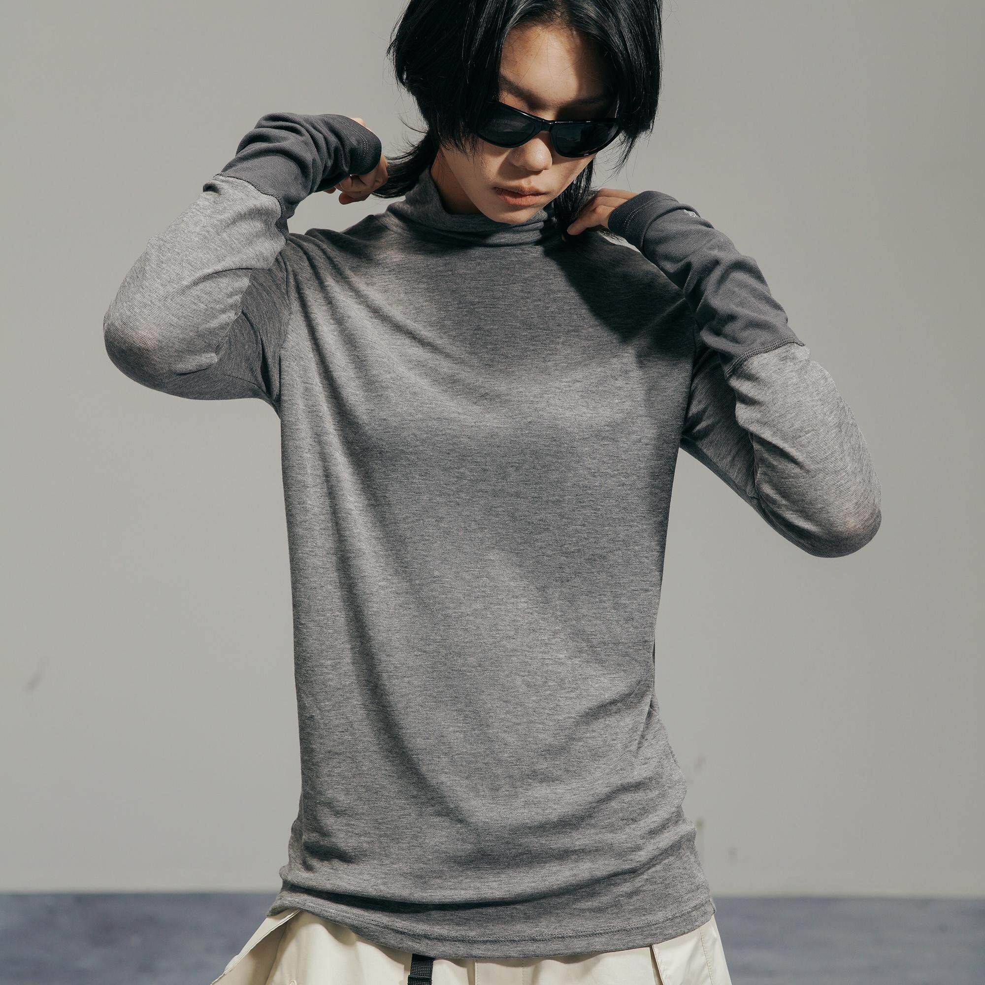 DAIKON Lab.24aw户外天丝美利奴羊毛半高领拼接袖长袖T恤打底衫,女装/女士精品,T恤,淘宝优惠券,粉丝福利购,淘宝优惠卷