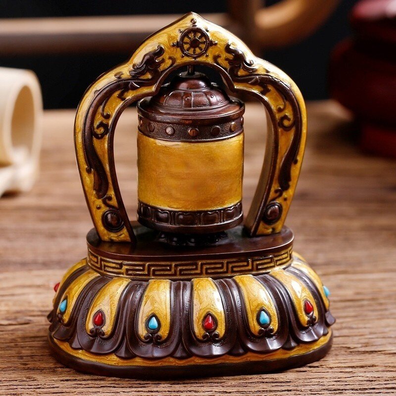 德田西藏拉萨藏式太阳能车载转金轮汽车车内饰品摆件金转筒桶