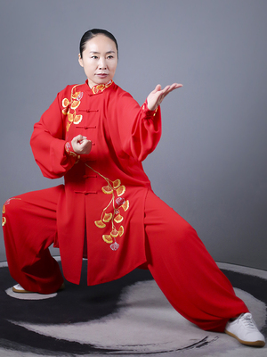 马蕾太极中长款刺绣武术表演服