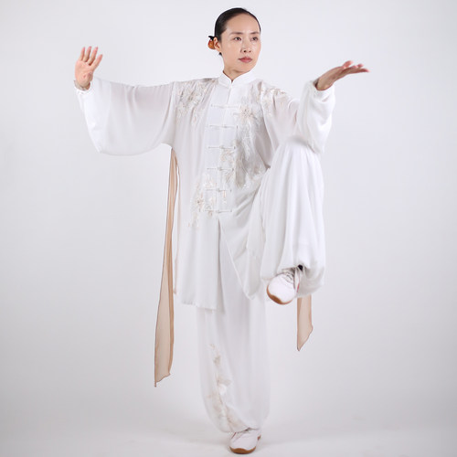 马蕾太极拳服中长款贴纱绣表演
